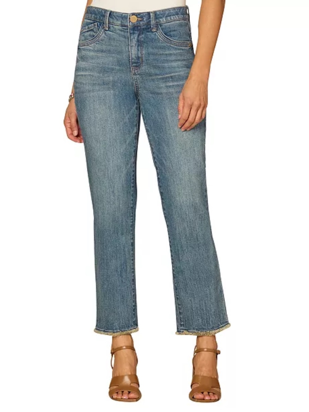 NWT Democracy Ab Solution High Rise Fray Hem Slim Straight Jeans